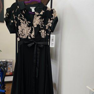 Robbie Bee Black Champagne High Waisted Career Party Dress